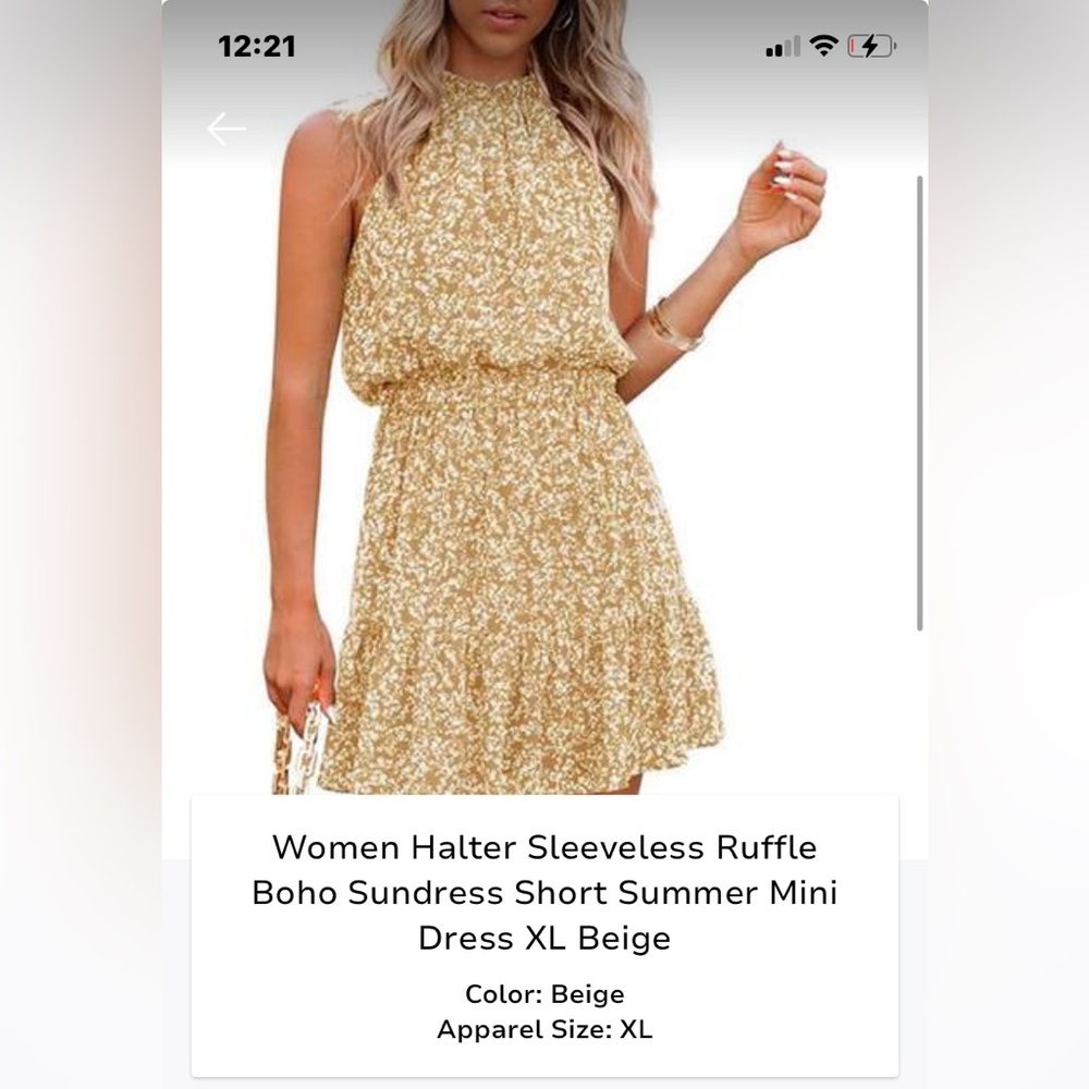 Light Yellow Halter Ruffle Boho Sundress - Women's Summer Mini Dress